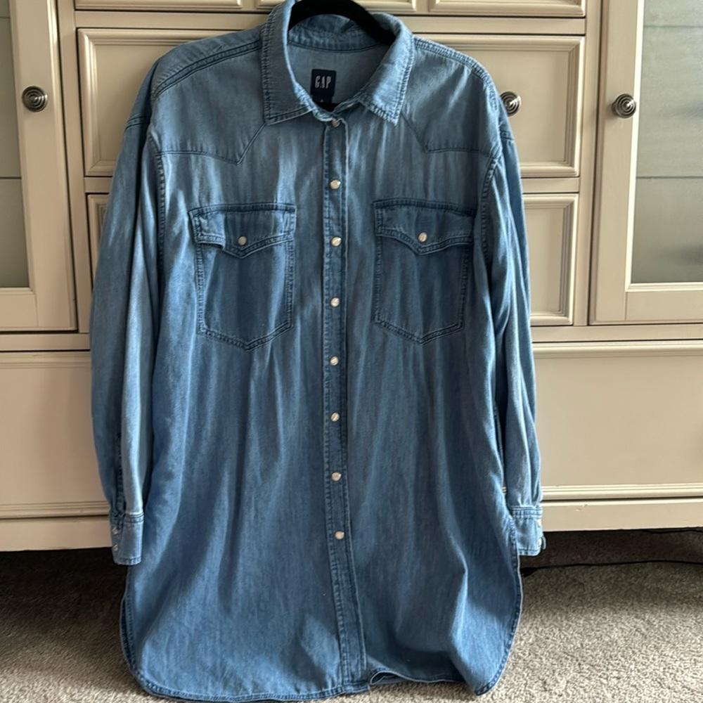 LONG GaP Denim Snap up shirt